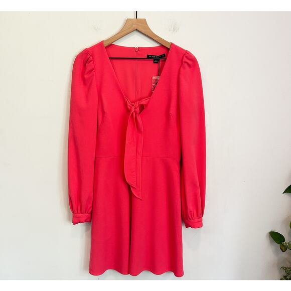 Black Halo Dresses & Skirts - NEW Black Halo Ellen Front Tie Long Sleeve Dress Coral Size 6